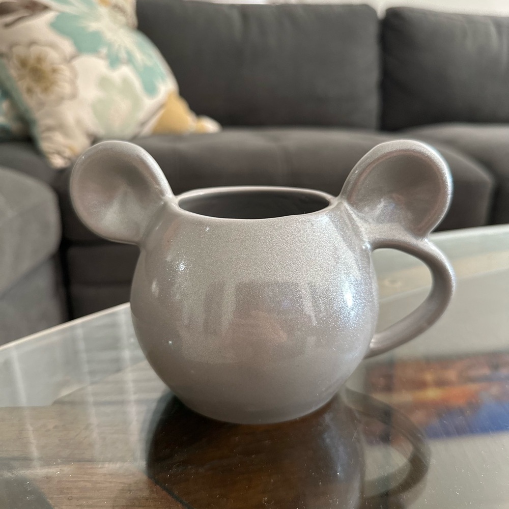 Mickey Mouse Disney Silver Glitter 3D Mouse Ear Mug NEW